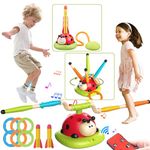 3 In 1 Musical Jump, Ring Toss Game, Stomp & Launch Rocket Launcher for Kids Toys for Girls Boys 3-5, Sports & Outdoors Indoors Toys for Ages 5-7 with Remote Control Outdoor Toys for Toddlers 3-5 4-8