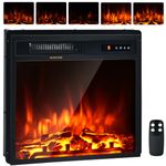 GiantexUK 19’’/25” Recessed Electric Fireplace, 1500W/1800W/2000W Wall Mounted Freestanding Fire Heater with 1/3/7 Flame Color, 4/5 Brightness, Timer & Remote Control (750W/1500W, 19’’/48cm)