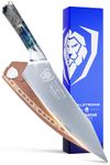 DALSTRONG Chef Knife - 9.5 inch - Valhalla Series - 9CR18MOV HC Steel Kitchen Knife - White Resin & Wood Handle - Razor Sharp Chef's Knife - Kitchen Knife - Professional Cooking - w/Leather Sheath