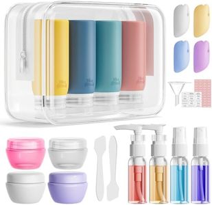 Muslish 21 Pack Travel Bottles for Toiletries, Leak-Proof TSA Compliant Silicone Travel Size Containers for Shampoo and Conditioner, BPA Free with Toiletry Bag (Yellow)