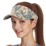 Kordear Sun Visors for Women - Adjustable Visor Hat, Golf Visor Ladies Sun Visor Hat Ponytail Baseball Cap Printed Tennis Running Visors Cap for Women Men Beige