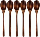 Wood Spoons Soup Spoon 6 Pieces AOOSY Natural Eco-Friendly Japanese Tableware Ellipse Wooden Coffee Tea Spoon with Case