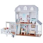 Teamson Kids Olivias Little World Giant Dolls House with Furniture and Accessories, Large Wooden Farmhouse Dollhouse with Sturdy and 2 Levels, Large Children's Dollhouse for 30 cm Dolls