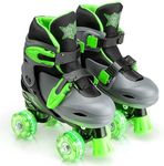 Xootz Roller Skates, Kids Adjustable Quad Skates for Beginners, with Light Up LED Wheels, Multiple Colours and Sizes, Ages 5+