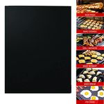 KARP Silicone Grill Mat for Outdoor Grill, Non Stick BBQ Grill Mat Baking Mats Teflon BBQ Grill Accessories Reusable, Works on Gas, Charcoal, Electric Grill (1Qty - Black (0.1 MM))