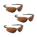 Jackson Safety V30 19644 Nemesis Safety Glasses (3 Pair) (Camo Frame with Bronze Lens)