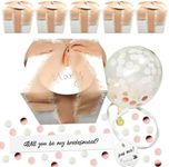 Senfaro 6 Bridesmaid Proposal Boxes Pop Balloon With Confetti Bridesmaid Gift Box with Ribbon Will You Be My Bridesmaid Maid of Honor Box Wedding Bridal Party Proposal Gifts