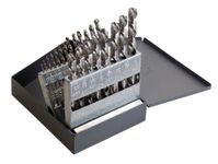 Chicago Latrobe 150L Left-Hand (Reverse) Flute High-Speed Steel Jobber Length Drill Bit Set, Uncoated, 118 Degree Conventional Point, 21-Piece