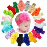 ANNA CREATIONS 20 Pcs Baby Girls Headband Chiffon Flower Soft Stretchy Hair Band Hair Accessories for Girls Newborns Infants Toddlers and Kids Headband for Baby Girl, Hairbands Head Wrap