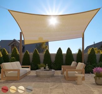 Gorilla Grip Heavy Duty Sun Shade, UV Protection Fade Tear and Rust Resistant Rectangle Sunshade Canopy, Curved Edges Blocks Sunlight, Breathable Sail, Outdoor Patio, Lawn Garden, 8x10 FT Sand