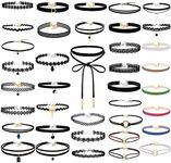 Paxcoo 50Pcs Black Choker Necklaces Set for Teen Girls and Women