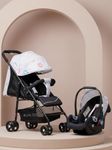 POLKA TOTS Travel System Baby Stroller & Infant Car Seat, Easy Fold, Lightweight Stroller for 0 to 5 Years with 5-Point Safety Harness, Adjustable Handle, UV Canopy & Padded Design, Up to 20kg Capacity