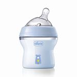 Chicco Natural Feeling Feeding Bottle for Babies, 150ml (0+ Months) |Mother Breast Like Teat| Soft Silicon, Anti-Colic Teat | Angled Teat Suitable for Newborns | with Anti-Drip Cap | BPA Free (Blue)