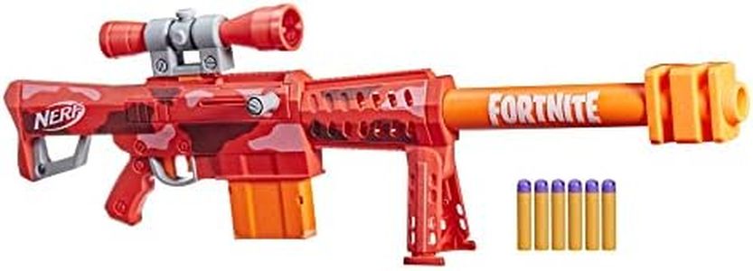 NERF Fortnite Heavy SR Blaster, Longest Fortnite Blaster Ever, Removable Scope, 6 Mega Darts, 6-Dart Clip NER FORTNITE Heavy SR