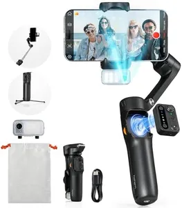 hohem iSteady V3 Gimbal Stabilizer for iPhone, 3-Axis Phone Gimbal, Magnetic AI Tracker, Built-in Extendable Rod & Tripod, Detachable Remote Control, Stabilizer for Travel, Vlog, TikTok, Black