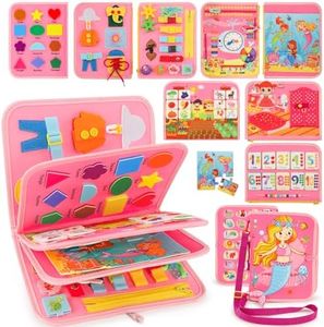 Gontence Busy Board - Giochi Bambini 2 3 Anni - Giochi Montessori 1 Anno - Giochi Educativi 3 4 5 Anni - Regalo Bambina Femmina - Sensoriale Pannello