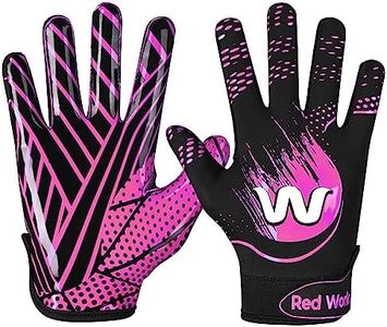 RED WORLD Football Gloves for Kids, Youth and Adult, Receiver Gloves for Boys and Girls, Men and Women, Enhanced Performance (Pink, Youth Large)