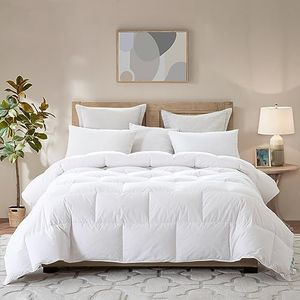 Three Geese KING Size White Goose Down and Feather Comforter Duvet Insert All Seasons 100% Cotton Shell Down Proof,Hypoallergenic-Box Stitched