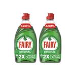 Fairy Original Washing Up Liquid Green, 320ml - Long-Lasting, Grease-Cutting Dish Soap for Sparkling Clean Dishes (2)