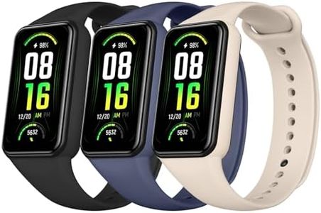 Amzpas TPU Bands for Amazfit Band 7 Fitness & Health Tracker, 3 Pack Soft Breathable Wristband, Adjustable Replacement Sportt Strap for Women Men