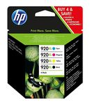 HP C2N92AE 920XL High Yield Original Ink Cartridges, Black/Cyan/Magenta/Yellow, Multipack