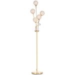 HOMCOM 5-Light Upright Floor Lamps for Living Room with K9 Crystal Lampshade, Modern Standing Lamp for Bedroom, Bulb not Included, Gold Tone