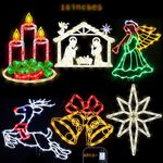 16” Christmas Window Silhouette Lights Decorations - 6 Pack Colour Lightes Reindeer ＆ Bethlehem Star ＆ Nativity ＆ Candle ＆ Angel ＆ Bell for Holiday Indoor and Outdoor Wall Door Window Decorate