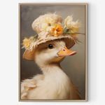 Vintage Duck Wall Art Funny Animal Artwork Yellow Duck Poster Vintage Animal Portrait Wall Art Cute Duck Pictures Nursery Animal Painting Baby Duck Wall Art Vintage Nursery Art Prints 16x24in No Frame