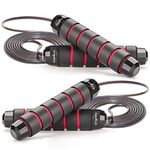 Jump Rope Workout Tangle-Free with Memory Foam Handles Adjustable Skipping Rope Ideal for Training, Fitness and Cardio - Rapid Speed Rope Crossfit Jump Ropes for Women, Men, Kids,2 Pack(Red)