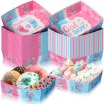 Ziliny 36 Pcs Gender Reveal Party Supplies 5 lb Large Boy or Girl Paper Food Serving Trays Pink and Blue Snack Disposable Boats for He or She Gender Reveal Party Game Decoration