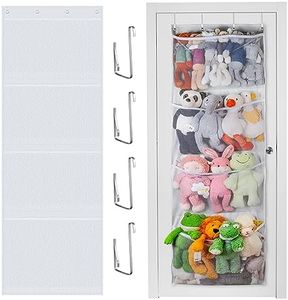 Nirvaer Stuffed Animal Storage, Plus Size Over The Door Organizer Storage for Storage Plush Toys, Baby Accessories and Other, Door Organizer Hanging Toy Storage Pocket for Nursery Bedroom (White)