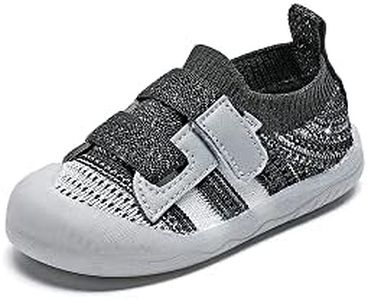 Baby Boys Girls Cotton Cartoon Breathable Rubber Sole Non-Slip Outdoor Sneakers First Walkers Shoes(Black-1,15-18months)