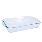 Pyrex Rectangular Glass Roasting Dish, Clear, Size: 35 x 23 cm, Glass Rectangular Roaster, Oven Baking Dish, Highly Thermal Resistant: Oven, Microwave & Dishwasher Safe, GD030