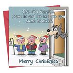 Twizler Funny Christmas Card Pig Carol Singers - Merry Christmas Card Funny - Xmas Card - Mens Christmas Card for Him Husband Son Dad - Womens Christmas Card for Her Wife Daughter Mum