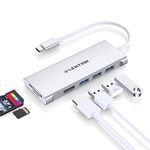 LENTION USB C Hub with 4K HDMI, 3 USB 3.0, SD 3.0 Card Reader Compatible 2023-2016 MacBook Pro 13/15/16, New Mac Air/iPad Pro/Surface, More, Multiport Stable Driver Dongle Adapter (CB-C34, Silver)