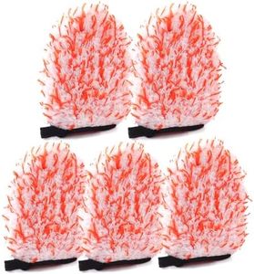 SPTA Microfiber Wash Mitt, 5PCs Car Wash Glove for Small Areas, Microfiber Scratch Free Ultra Absorbent Car Wash Mitt, Orange Dusting Mitt for Car Detailing, Machine Washable, for Car, SUV