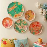 RITUALISTIC Pastel Blooms Iron Wall Plates - Set of 5 (Multicolor) |Home Decor | Painting | Divine | Intricate Designs