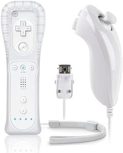 FIOTOK Wii Remote with Nunchuck,Wii Controller with Nunchuck Compatible with Nintendo Wii/Wii U with Silicone Case and Wrist Strap, White