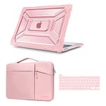 MOSISO Compatible with MacBook Pro 13 inch Case M2 2023 2022 2021 2020 A2338 M1 A2289 A2251 with Touch Bar Touch ID, Plastic Hard Shell with TPU Bumper&Carrying Sleeve Bag&Keyboard Cover, Baby Pink