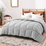 KASENTEX All Season Down Alternative Queen Comforter, Cozy Reversible, Fluffy Ultra Soft Duvet Insert, Hypoallergenic Machine Washable, Light Grey, Queen Size