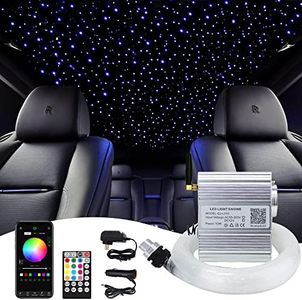 RGBW Twinkle Star Fibre Optic Roof Light Kit for Car Headliner - 160pcs, 0.03in, 6.5ft with Music Sound Sensor, Light Source for Car & Home Ceiling Décor