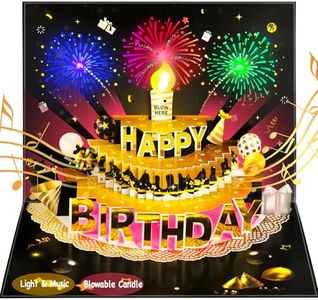Bevbovcard Pop Up Birthday Cards for Men - LED Light & Music with Blow The Candle, 3D Balloons, Singing Happy Birthday gifts Card for Husband - Women, Kids, Son, Her, & Dad
