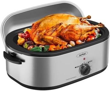 22-Quart Electric Roaster Oven with Removable Pan and Self-Basting Lid, Perfect for Turkey Roasting with Temperature Control from 150 to 450°F and Cool-Touch Handles，Silver