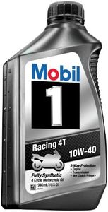 Mobil 1 98JA11 10W-40 Racing 4T Motorcycle Oil for Sport Bikes - 1 Quart (Pack of 6)