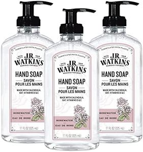 J.R. Watkins Gel Hand Soap With Dispenser, Moisturizing Hand Wash, All Natural, Alcohol-Free, Cruelty-Free, USA Made, Rosewater, 11 Fl Oz (Pack of 3)