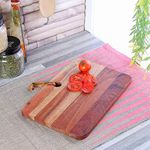 THE WOODEN CITY Solid Wood Handmade Treated Seasoned Wood & Food Safe Finish/Chopping Board/Cutting Board/Serving Board/Plate for Vegetables, Fruits & Cheese/Anti- Microbial(Natural-Honey )