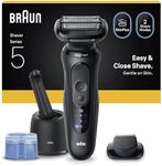 Braun Series 5 Electric Shaver, Up to 50 min, 4in1 SmartCare Center, +1 Attachment, Cordless, Wet & Dry Razor for Men, 100% Waterproof, 52-N7200CC, Black