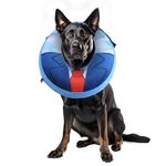 Inflatable Dog Collar with Quick Release and Adjustable Fit,This Protective Dog Cone for After Surgery Protects from Stitches, Bites, Licks and Wounds, Soft Pet Recovery Collar for Dogs (Blue, Large)