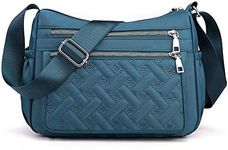 YANAIER Women Crossbody Shoulder Bag Multi Pocket Lightweight Quilted Messenger Bag Travel Handbag Purse Acid blue