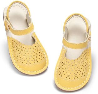 THEE BRON Girls Comfort Sandals Kids Shoes Sandals Filles Sandales(AA550 Toddler,Yellow/6M)